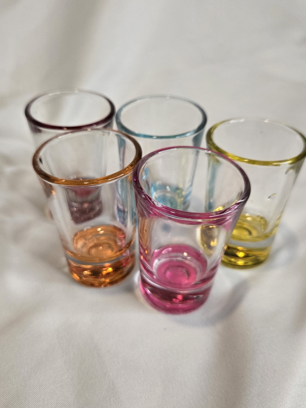 Set of 5 Shot Glasses Different Colors Rainbow 2.5" Drinking Cocktail Party